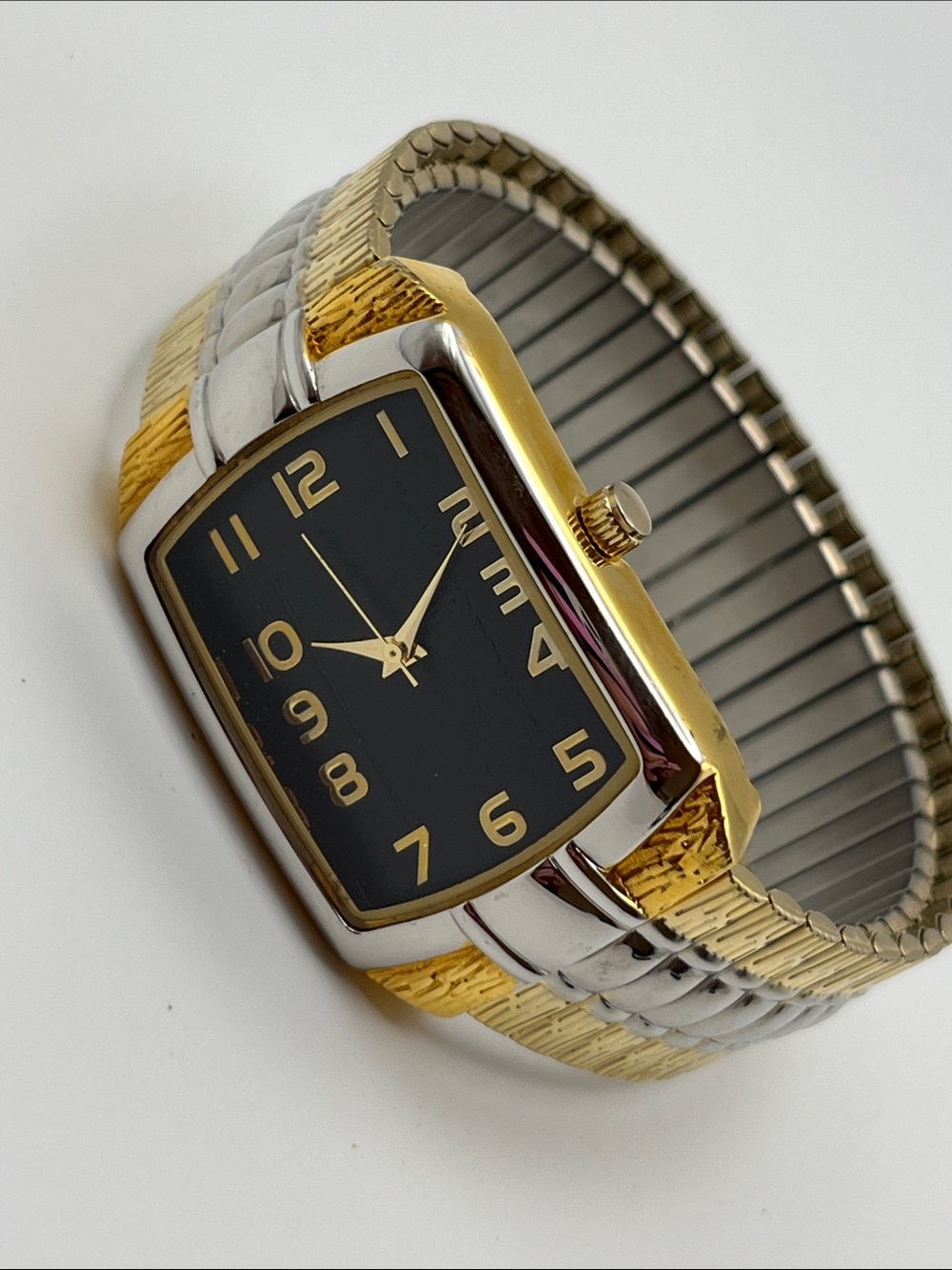 Gold & Silver Two-Tone Men's Analog Watch with Black Dial